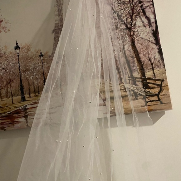 Elegant White Bridal Veil - Picture 4 of 6